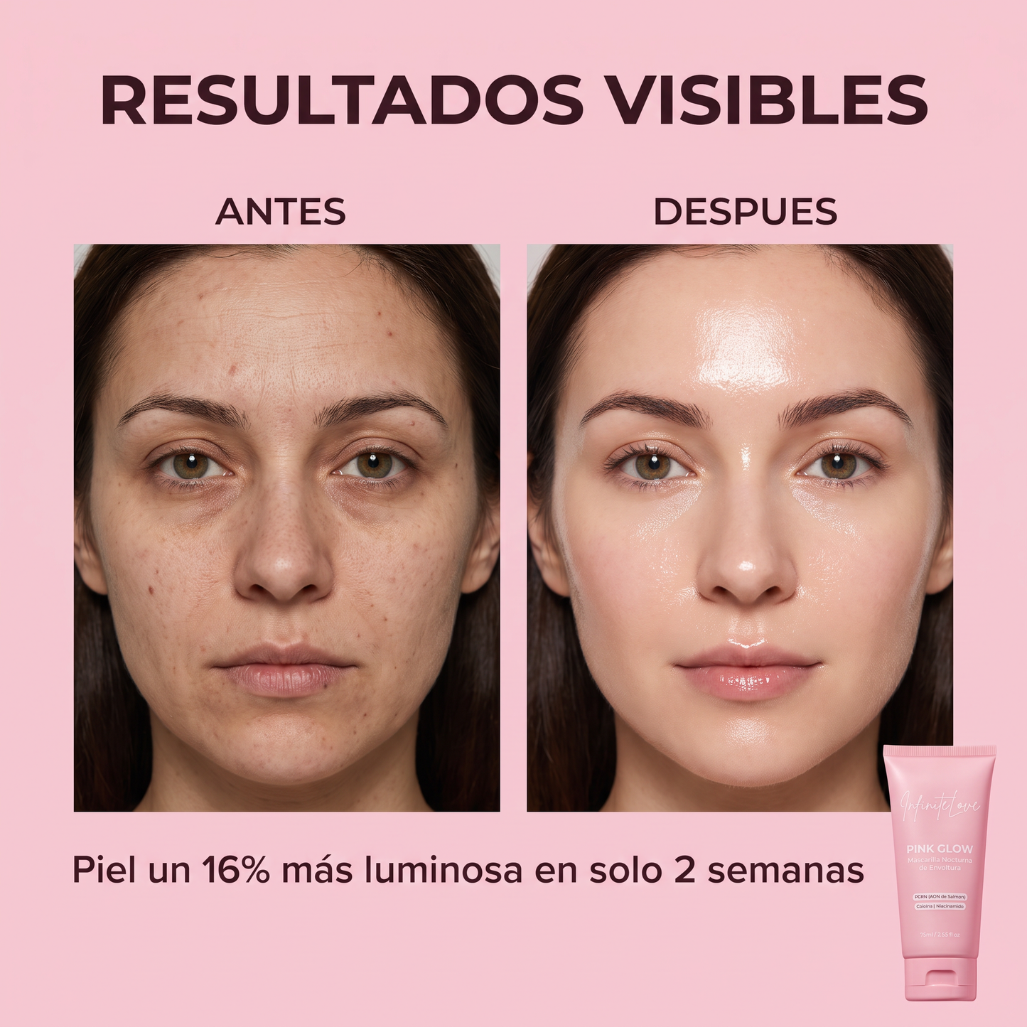 Pink Glow - Mascarilla Nocturna de Envoltura con PDRN y Cafeína 75ml