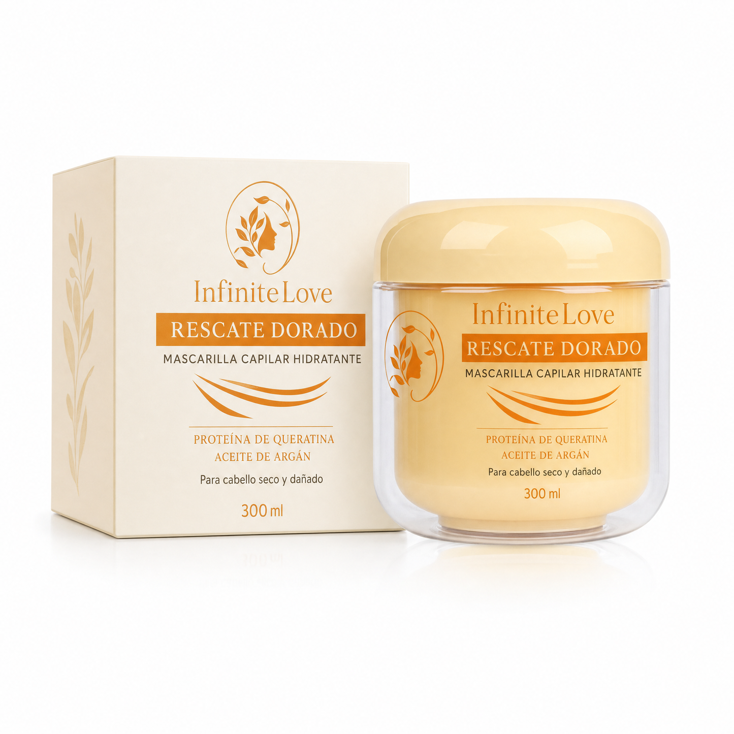 InfiniteLove Rescate Dorado — Mascarilla Capilar con Queratina y Argán 300 ml