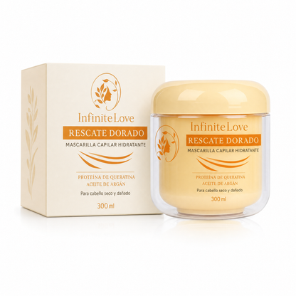 InfiniteLove Rescate Dorado — Mascarilla Capilar con Queratina y Argán 300 ml