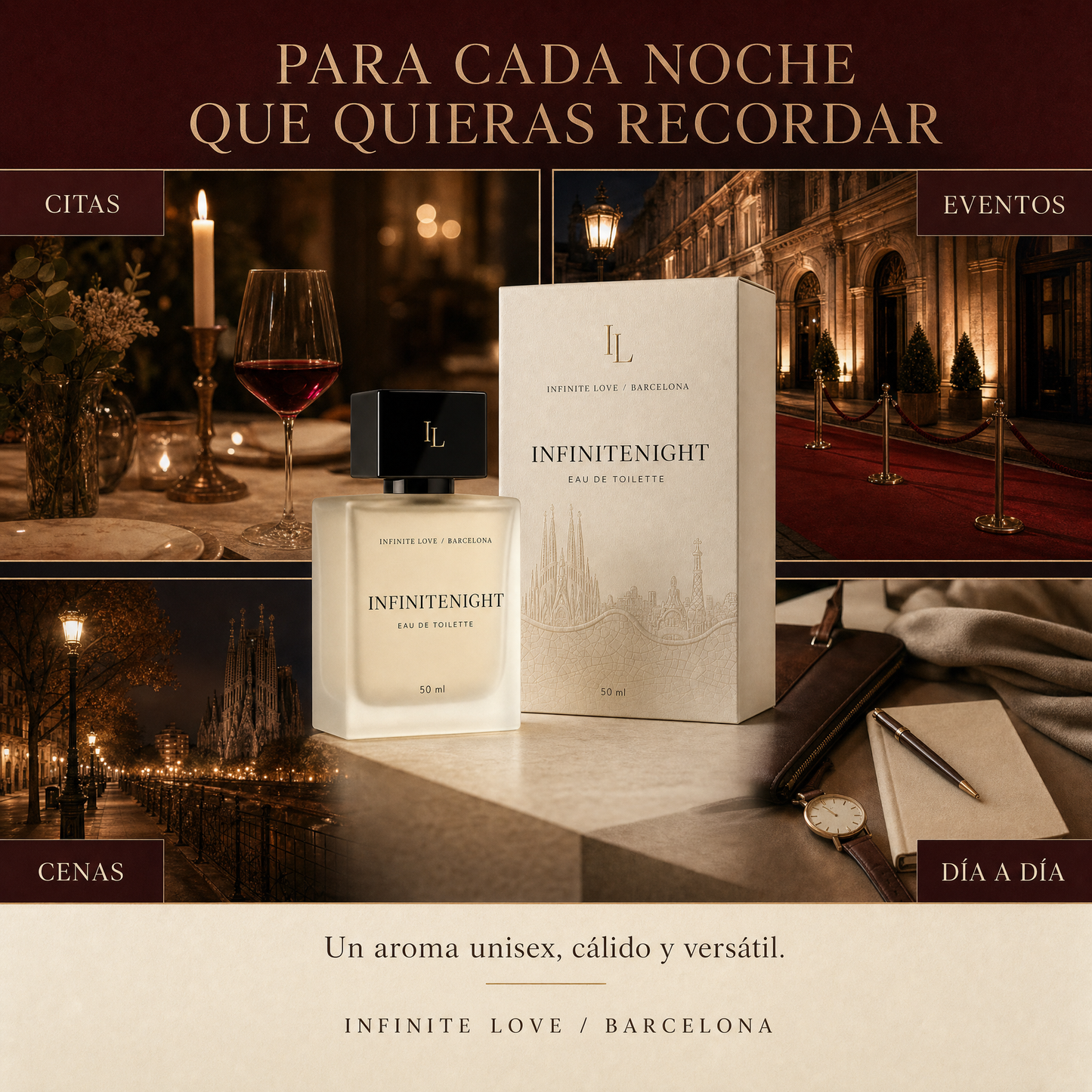 InfiniteNight — Perfume Unisex de Cardamomo, Cuero y Sándalo Ahumado 50 ml