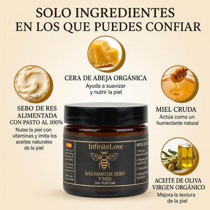 Bálsamo Hidratante Sebo y Miel Cítricos 100% Natural Antiedad 120ml