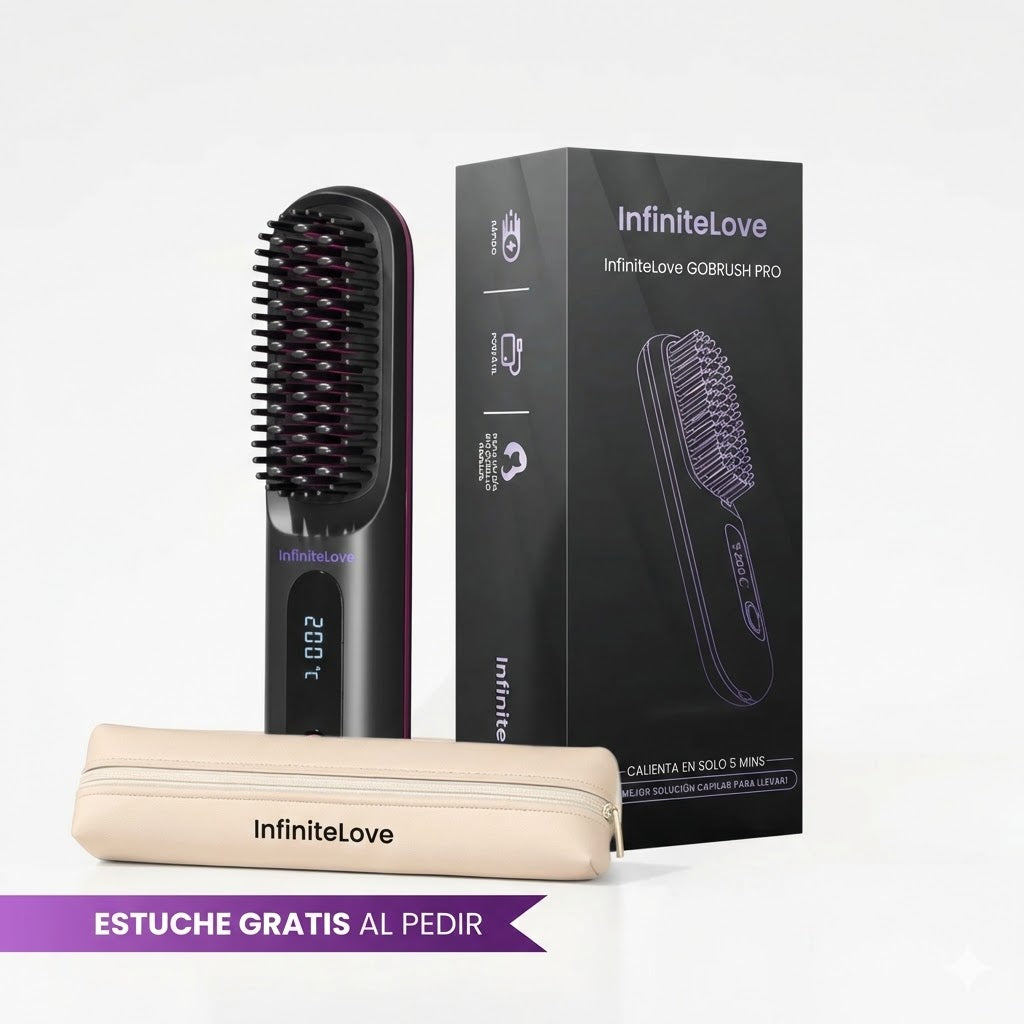 Cepillo Alisador Térmico de Cerámica | 'GoBrush Pro' para Control de Frizz, Remolinos y Peinado Rápido (Ideal Pelo Corto)