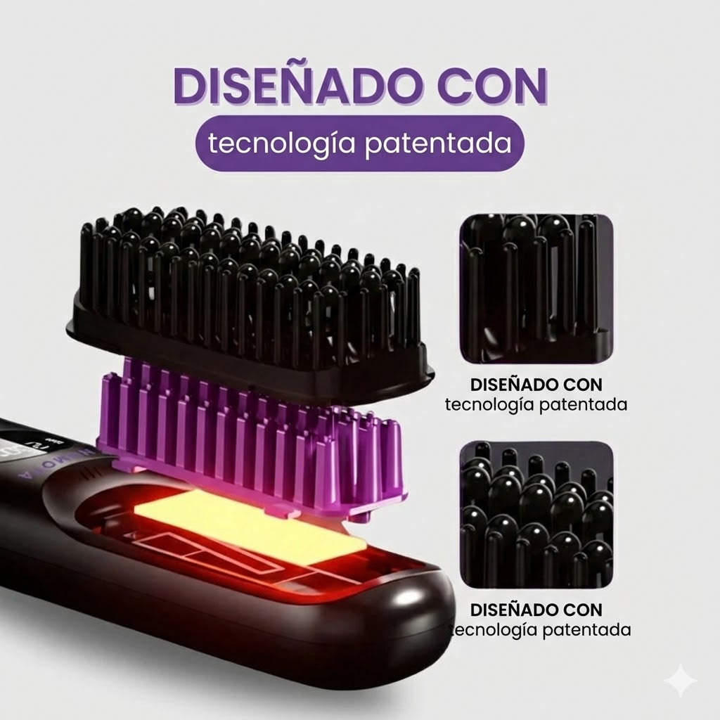 Cepillo Alisador Térmico de Cerámica 'GoBrush Pro' para Control de Frizz, Remolinos y Peinado Rápido (Ideal Pelo Corto)