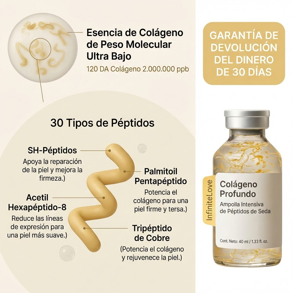 Ampolla Rellenadora de Colágeno Profundo y Péptidos de Seda con Aplicador de Precisión para Arrugas y Efecto Lifting (Sin Inyecciones)