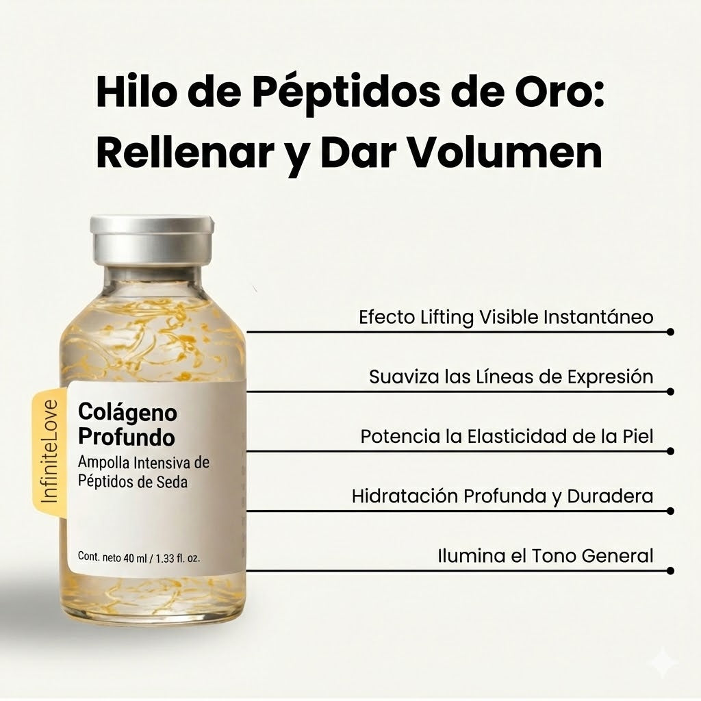 Ampolla Rellenadora de Colágeno Profundo y Péptidos de Seda con Aplicador de Precisión para Arrugas y Efecto Lifting (Sin Inyecciones)