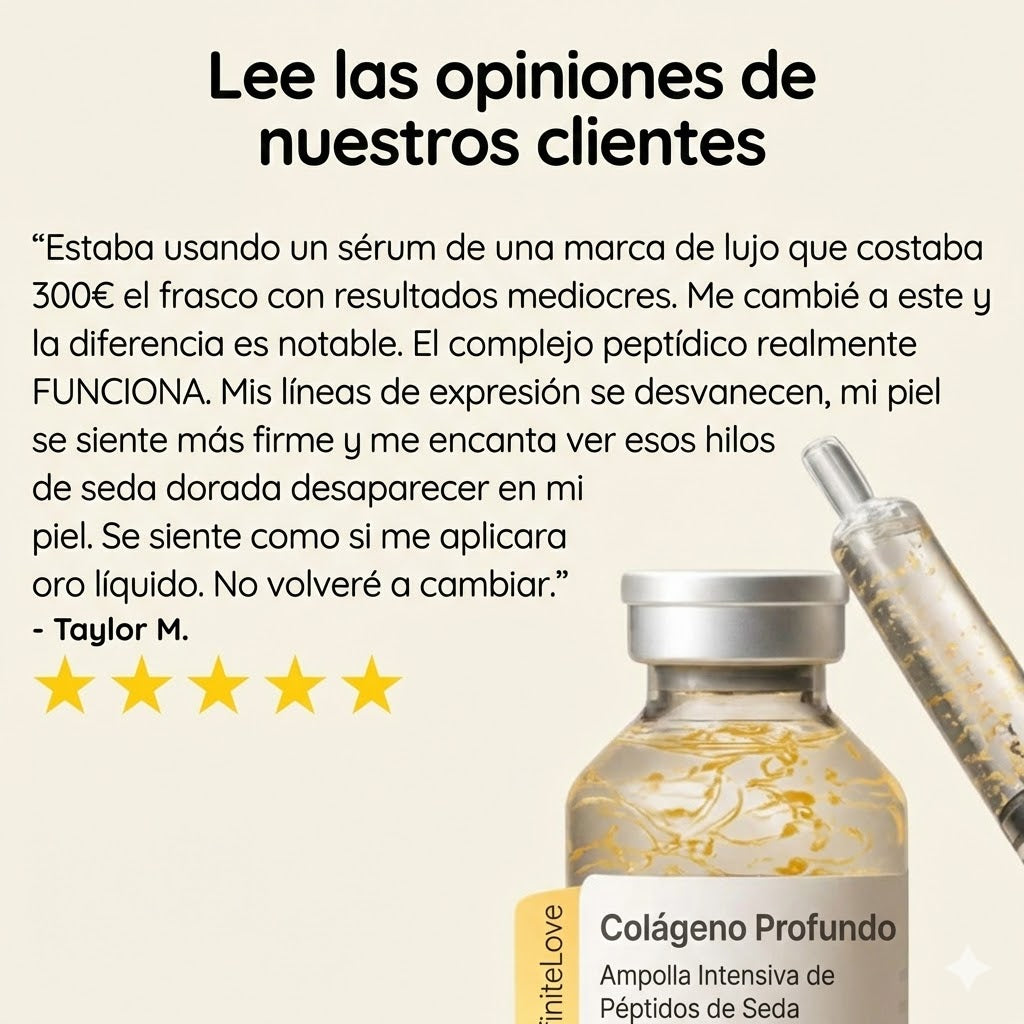 Ampolla Rellenadora de Colágeno Profundo y Péptidos de Seda con Aplicador de Precisión para Arrugas y Efecto Lifting (Sin Inyecciones)