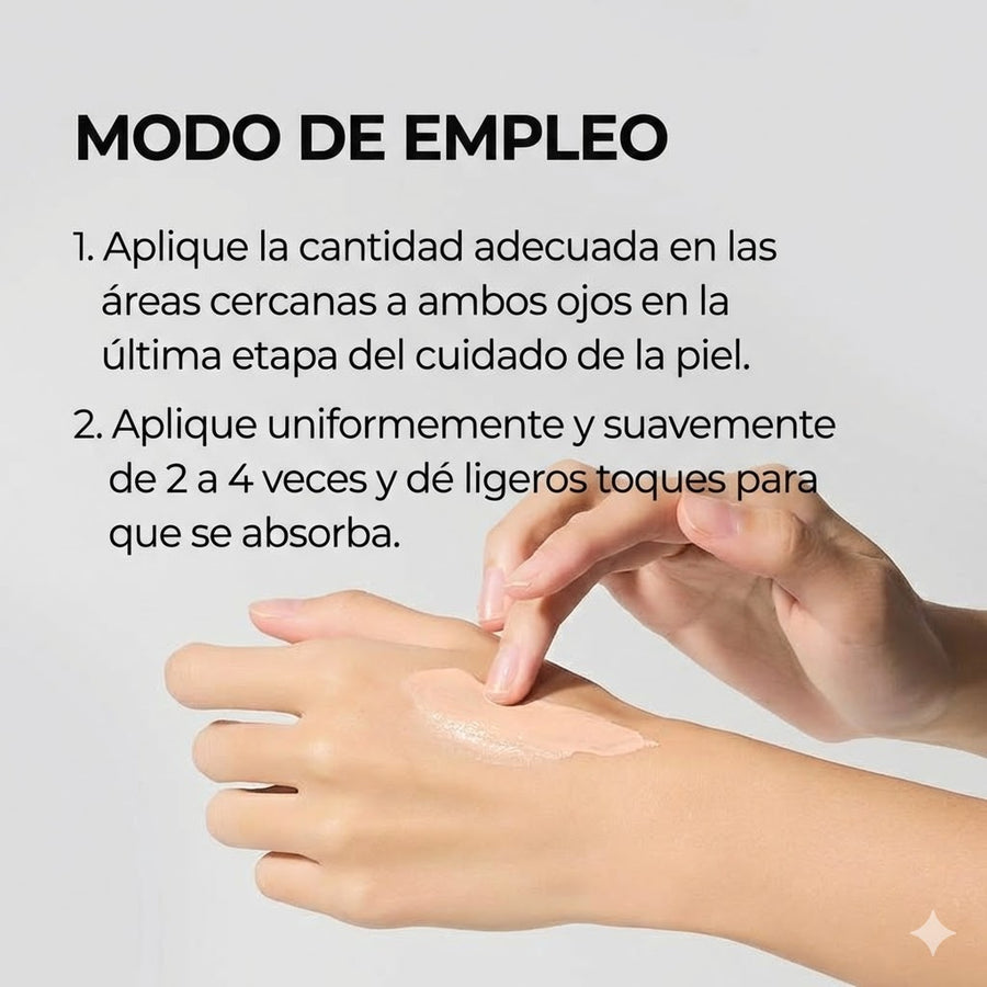 Modo de empleo: toques suaves con el dedo alrededor del ojo