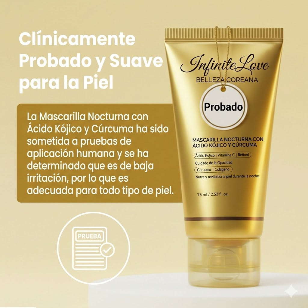 Mascarilla Coreana Nocturna de Cúrcuma y Ácido Kójico para Manchas, Melasma y Brillo Instantáneo