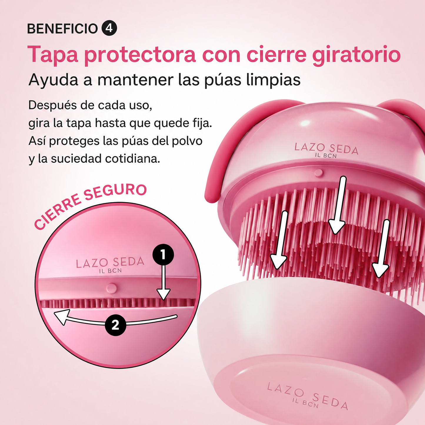 Lazo Seda — Cepillo Desenredante Portátil con Tapa Protectora