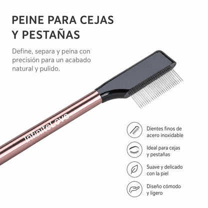Set de Retoque para Cejas y Pestañas Pinzas de Precisión Acero Inoxidable Peine Doble Separador Oro Rosa