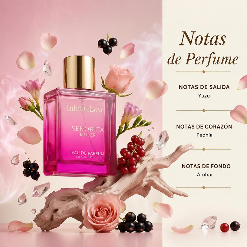 Senorita Woman Eau de Parfum Floral Frutal Romántico Peonía Granada Almizcle Mujer 100ml