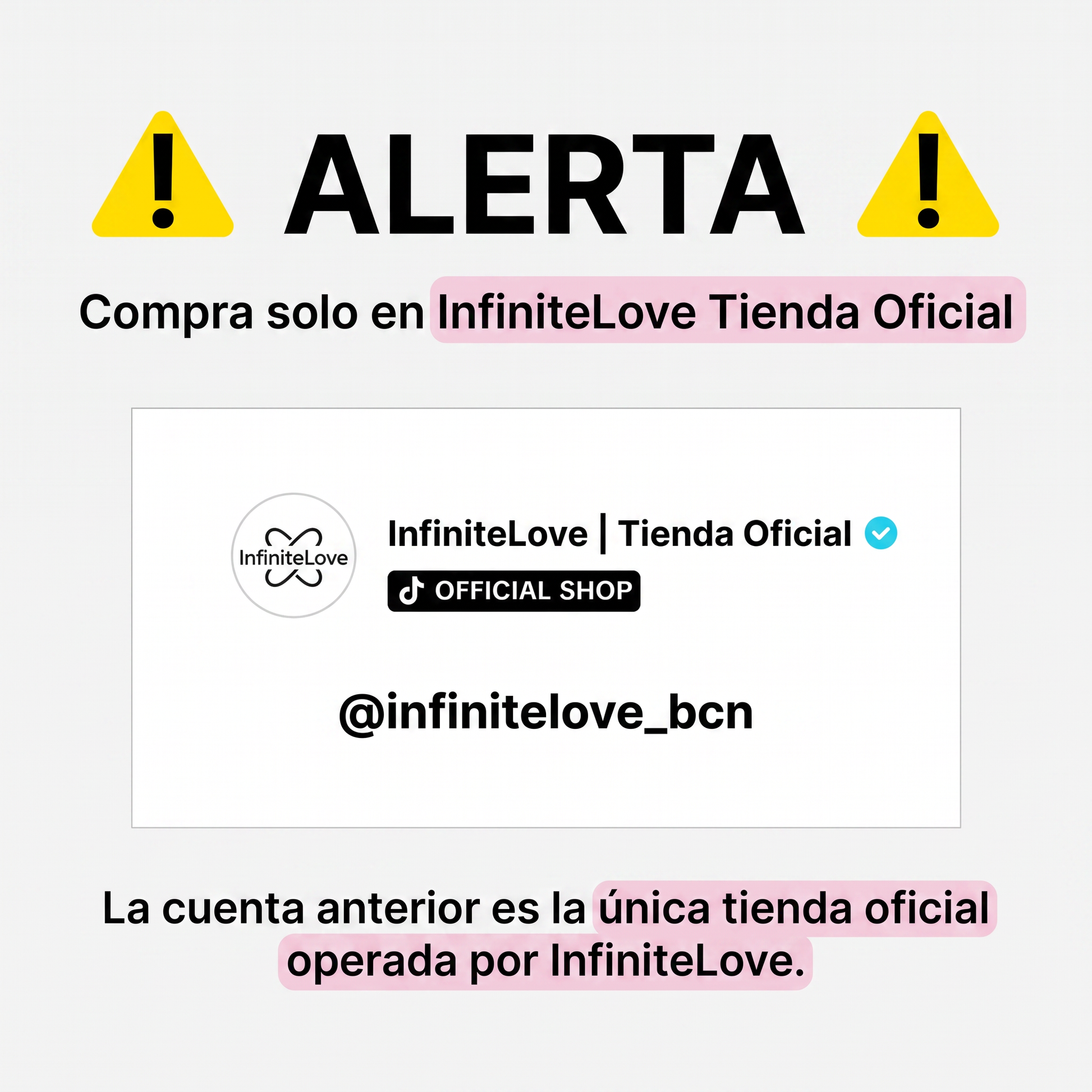 Alerta Tienda Oficial InfiniteLove