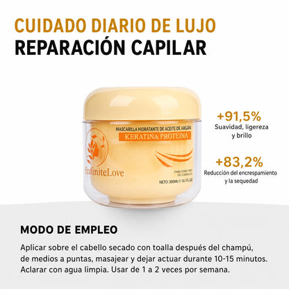 InfiniteLove Rescate Dorado — Mascarilla Capilar con Queratina y Argán 300 ml