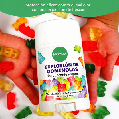 Desodorante Natural Gummy Burst Sin Aluminio Hipoalergenico Vegano Ninos y Adolescentes 50g