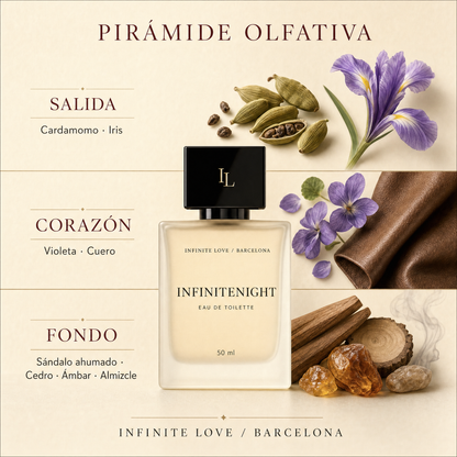 InfiniteNight — Perfume Unisex de Cardamomo, Cuero y Sándalo Ahumado 50 ml