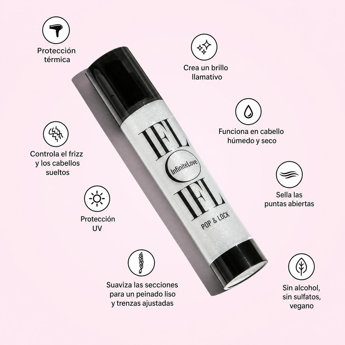 Pop & Lock Serum Acabado Alto Brillo Anti-Encrespamiento Proteccion UV Protector Termico 55ml