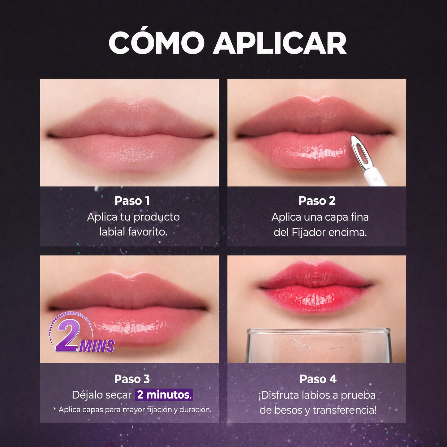 Fijador Mágico de Labios - Top Coat Anti-Transferencia con Brillo Cristalino 4ml